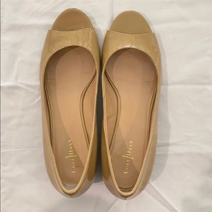 Cole Haan Nude Peep Toe Low Wedge Pumps 9.5